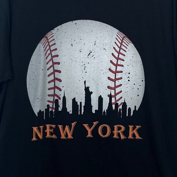 Port & Company New York Baseball Skyline Tshirt Mens Large Black New - Picture 5 of 9